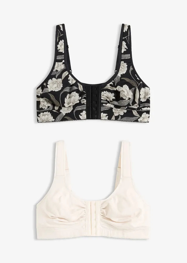Sutien fără armătură, cu închidere în față, cu bumbac organic (set/2 buc.)