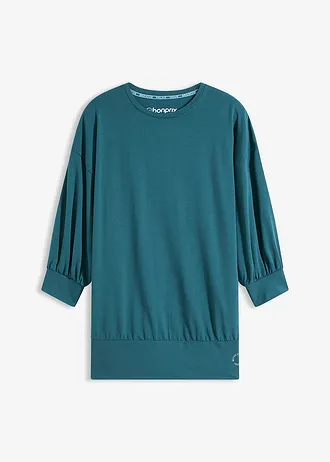 Oversized sportshirt met 3/4 mouwen, sneldrogend, Kleur: petrolgroen