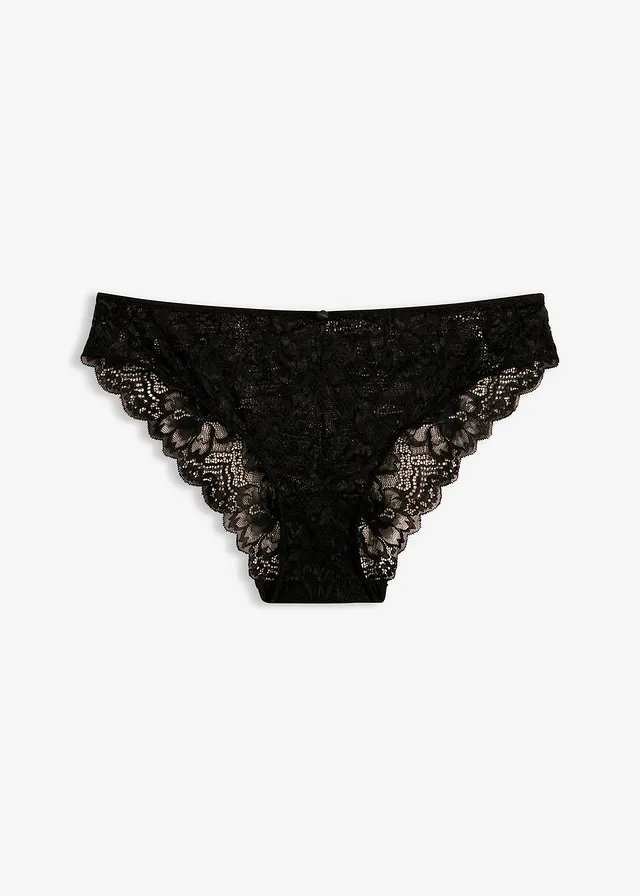 Slip mini avec dentelle florale, Couleur: noir