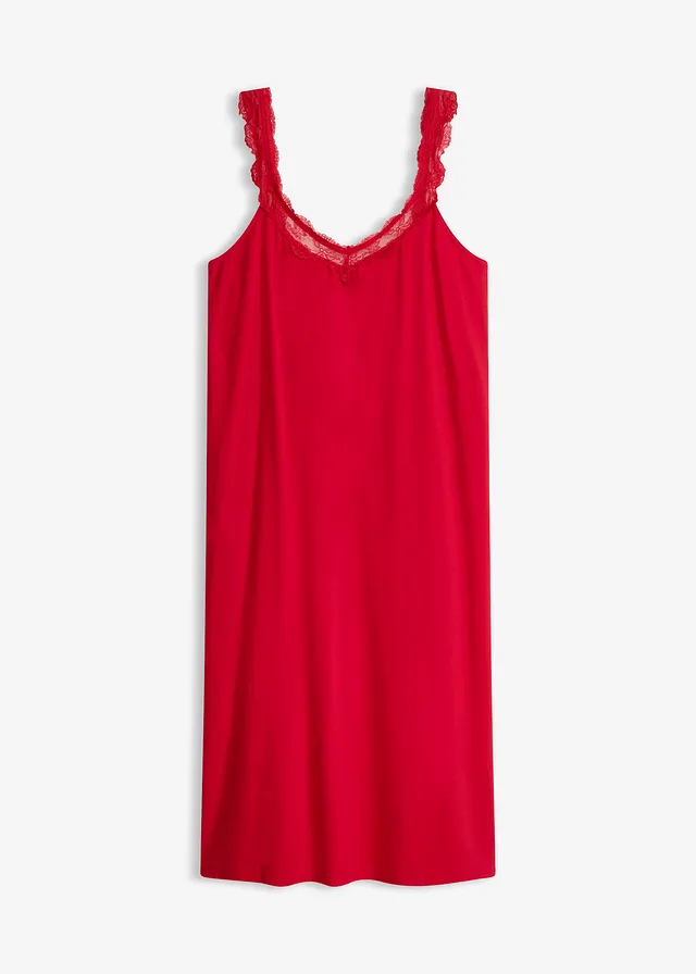 Chemise de nuit à dentelle • rouge salsa • Boutique bonprix