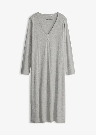 Chemise de nuit en matière côtelée avec boutons