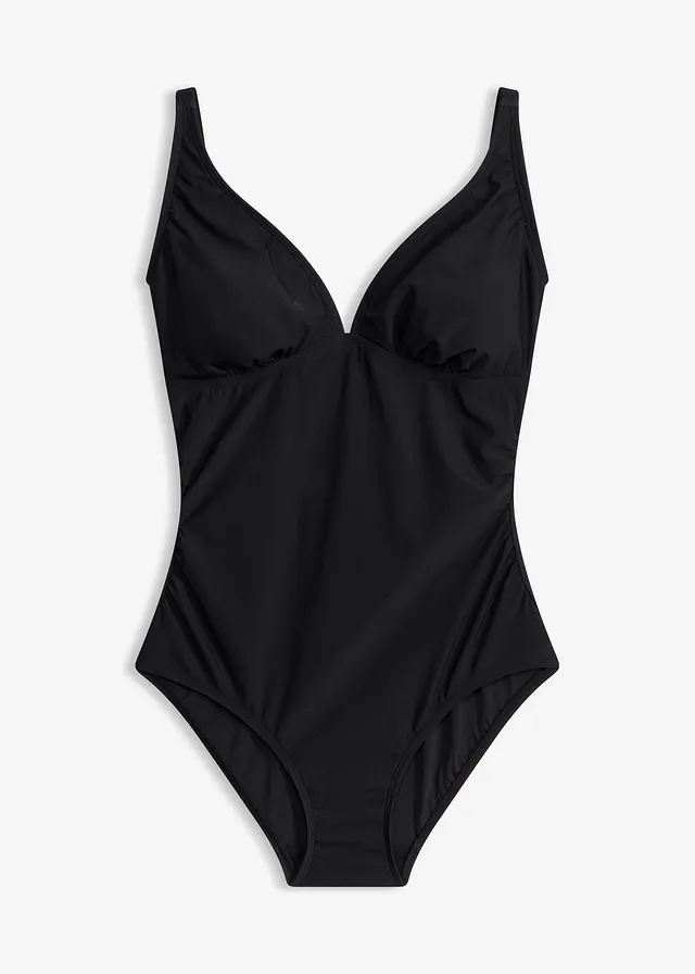 Maillot 1 pièce sculptant à encolure V, maintien léger • noir • Boutique bonprix