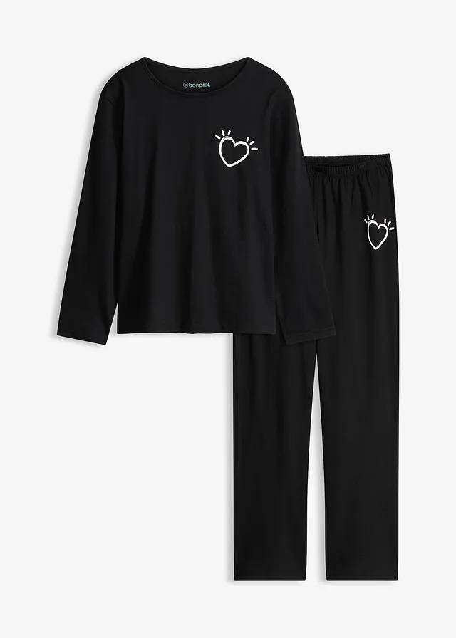 Pyjama en coton doux • noir • Boutique bonprix