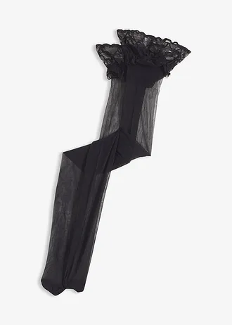 Hold up panty met kant 20 DEN, Kleur: zwart