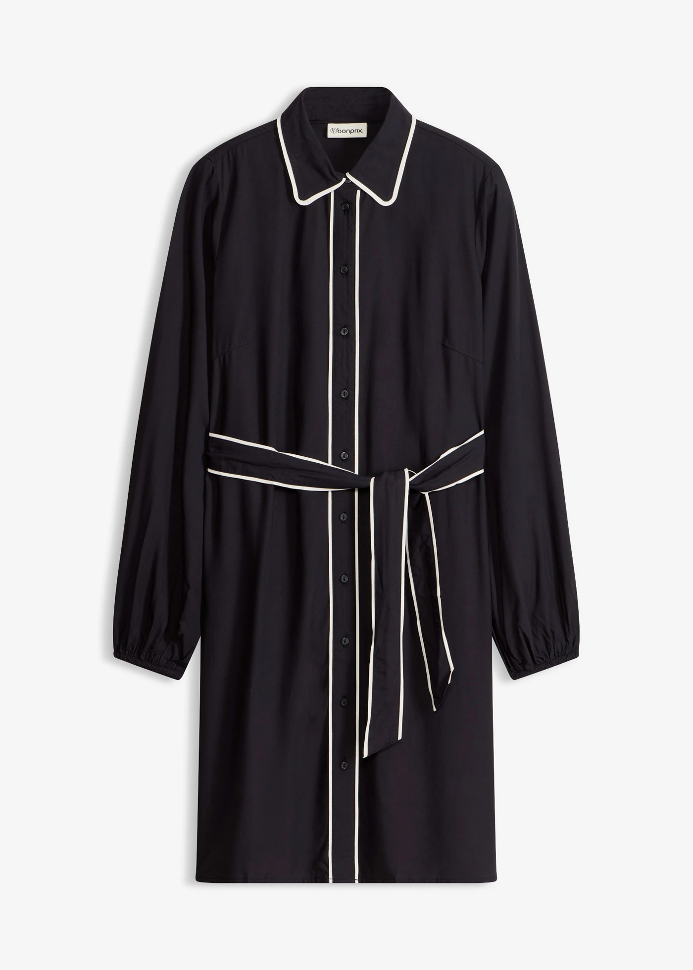 Overhemdjurk van viscose • zwart/wolwit • bonprix online shop