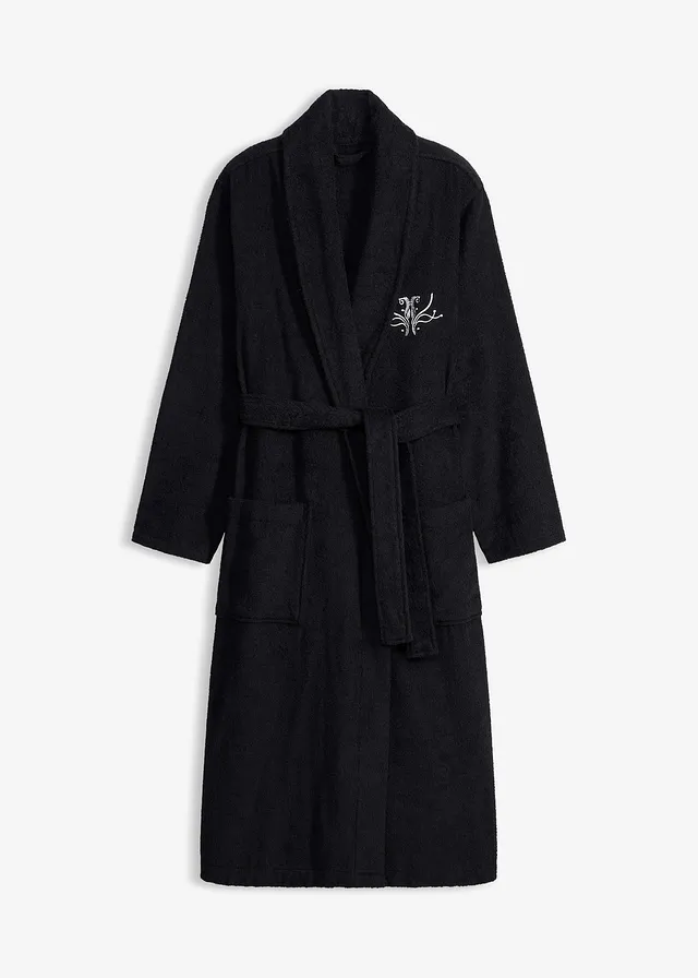 Frotté badjas van katoen • zwart • bonprix online shop