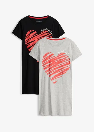 Nachthemd • lichtgrijs gemêleerd-zwart • bonprix online shop