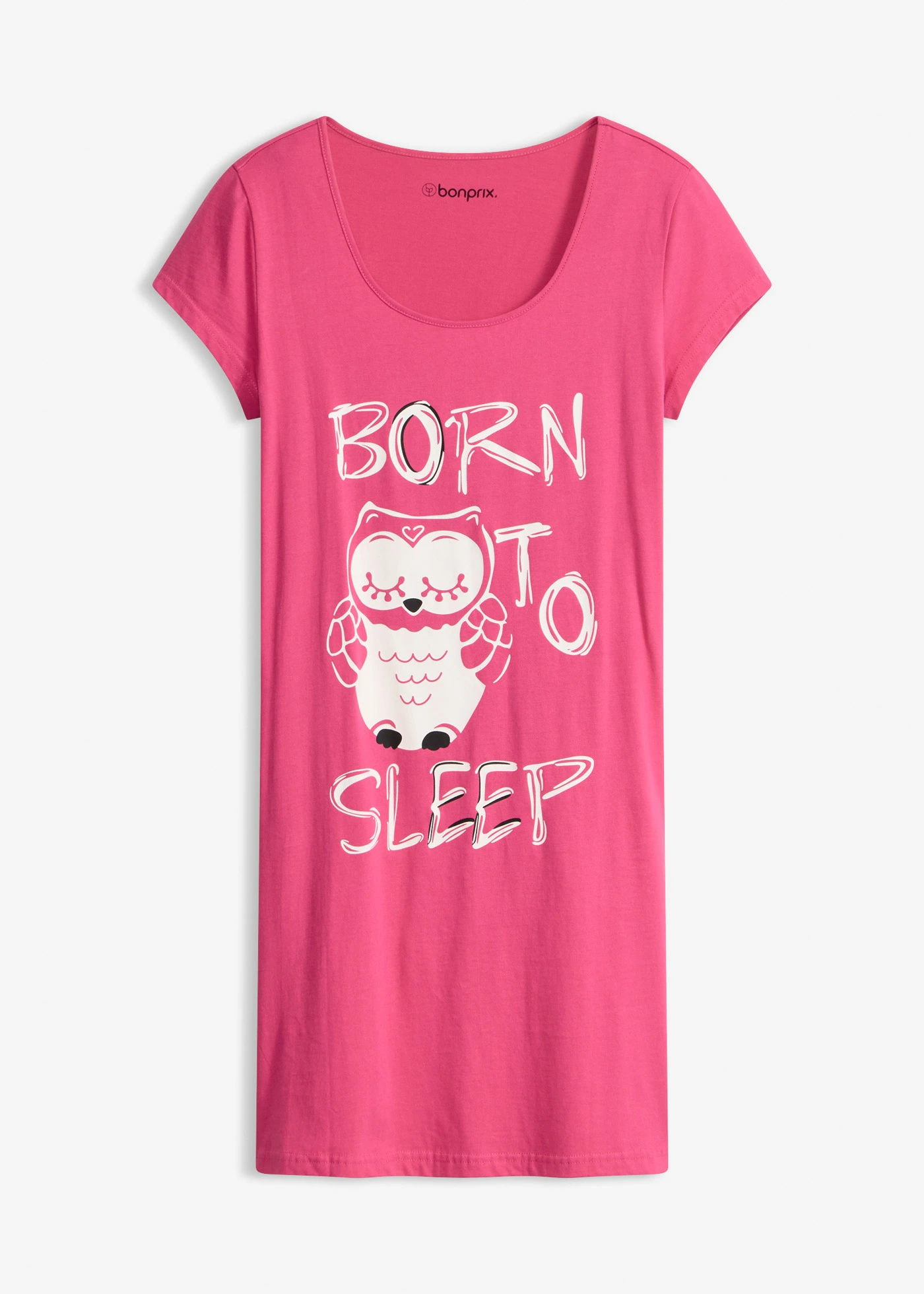 Chemise de nuit 100% coton • fuchsia-imprimé chouette • Boutique bonprix