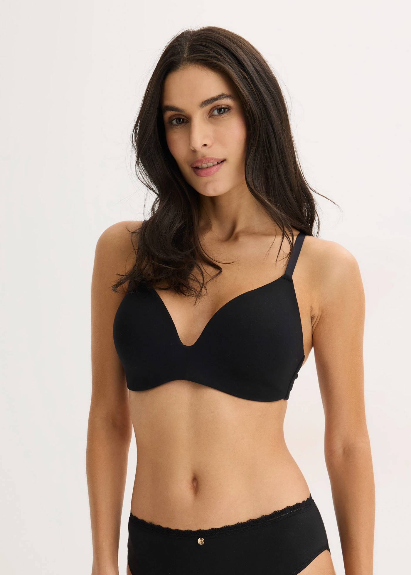 Sutien cu cupe fără armătură cu bumbac organic • negru • magazin bonprix