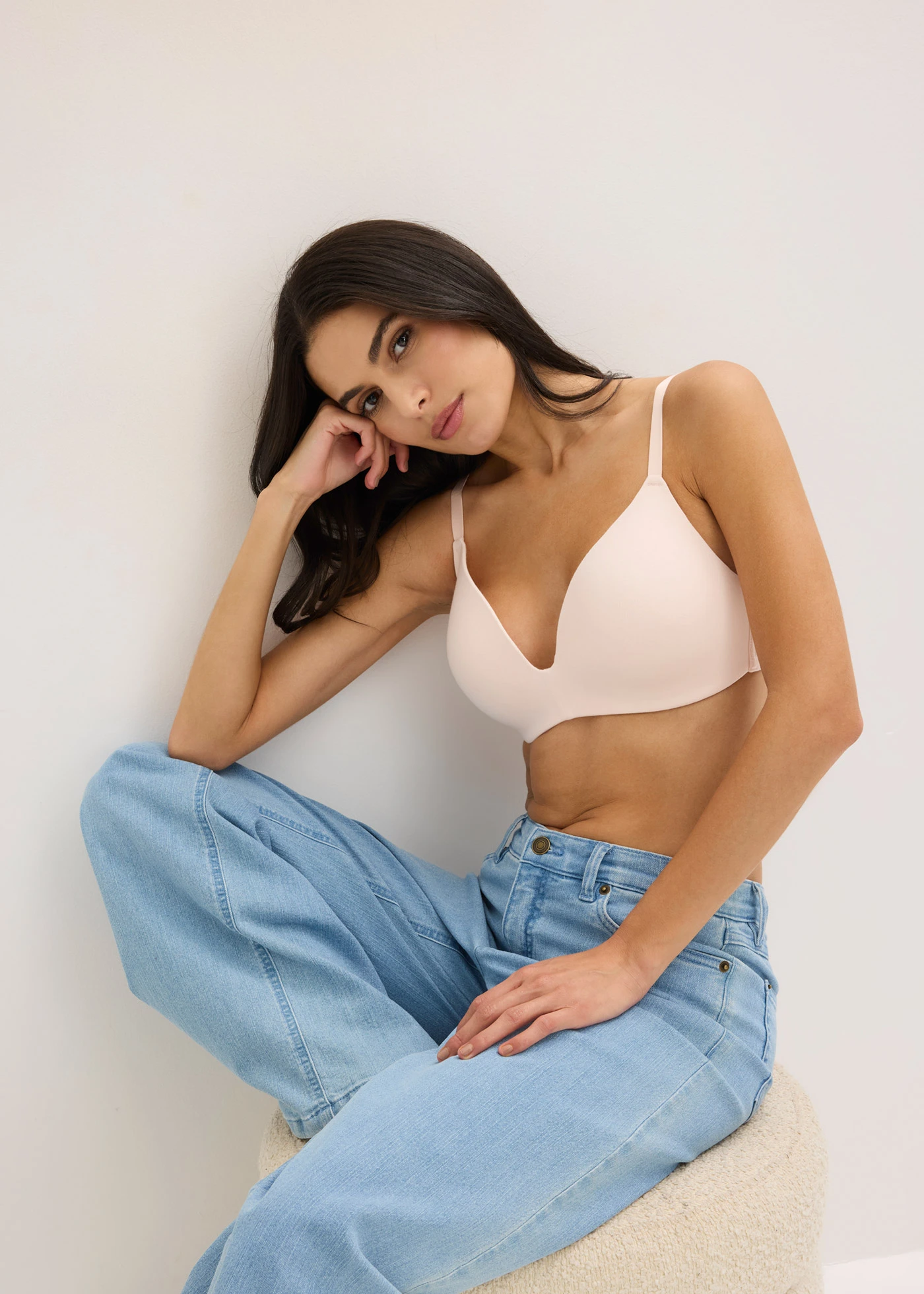 Sutien cu cupe fără armătură cu bumbac organic • roz pal mătase • magazin bonprix