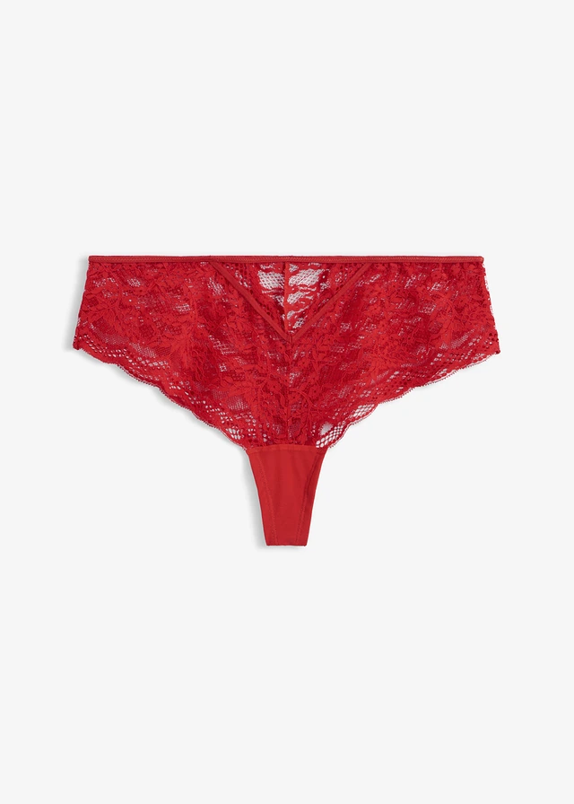 String hipster van zacht kant, Kleur: salsarood