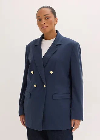 Oversized blazer, Kleur: donkerblauw