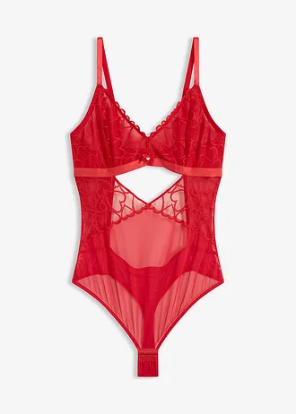 Body-string cu dantelă cu inimioare