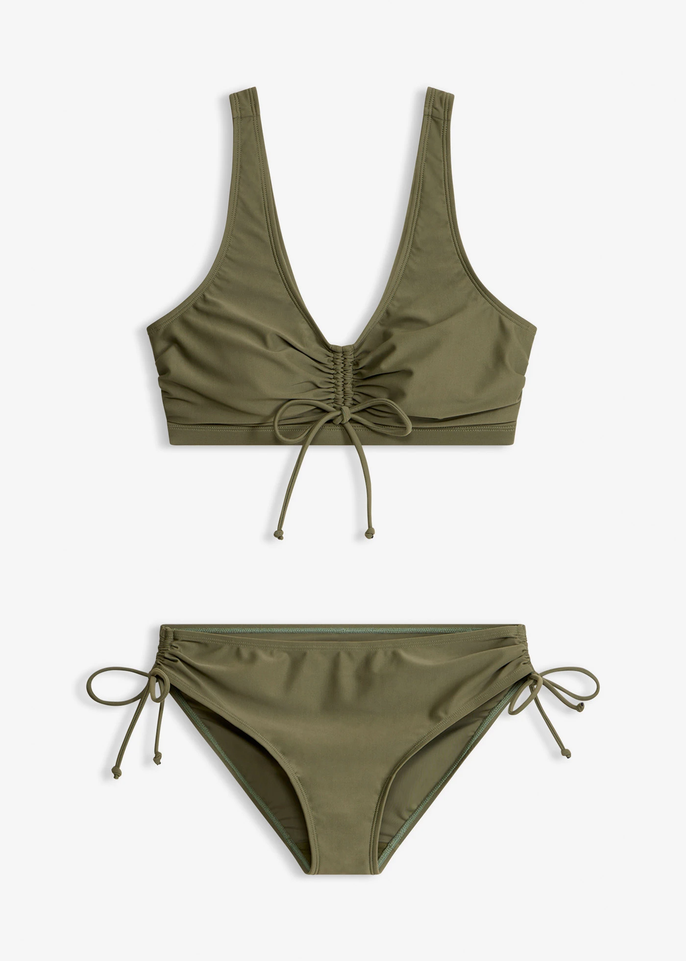 Bikini brassière (ens. 2 pces) avec liens à nouer • olive foncé • Boutique bonprix