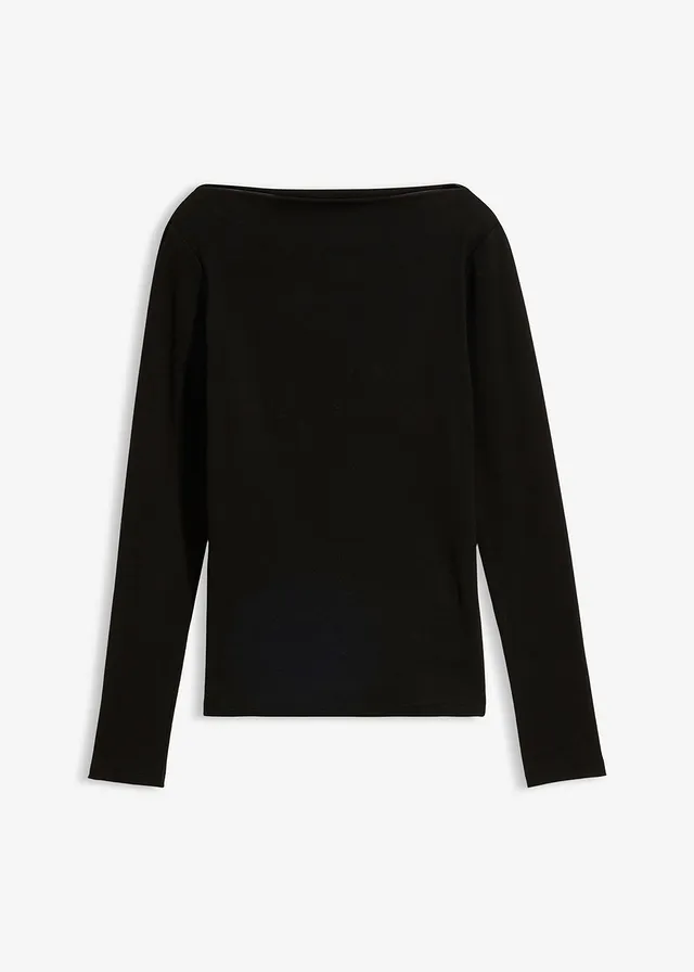 Accentuerend geribd shirt • zwart • bonprix online shop