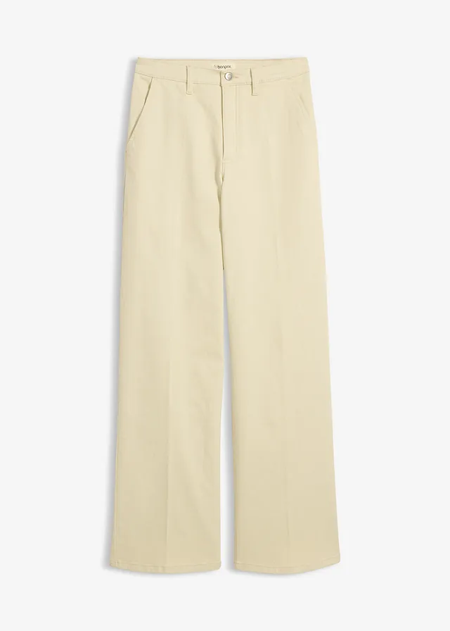 Pantalon en twill taille haute, Couleur: sable clair