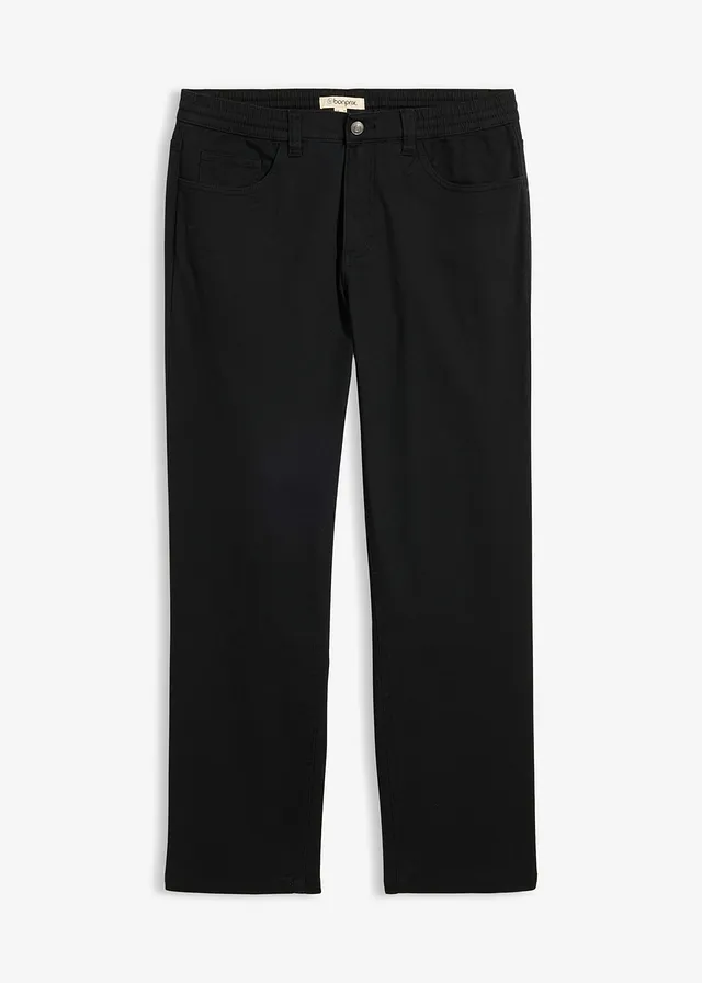 Pantalon extensible loose à taille élastiquée, droit