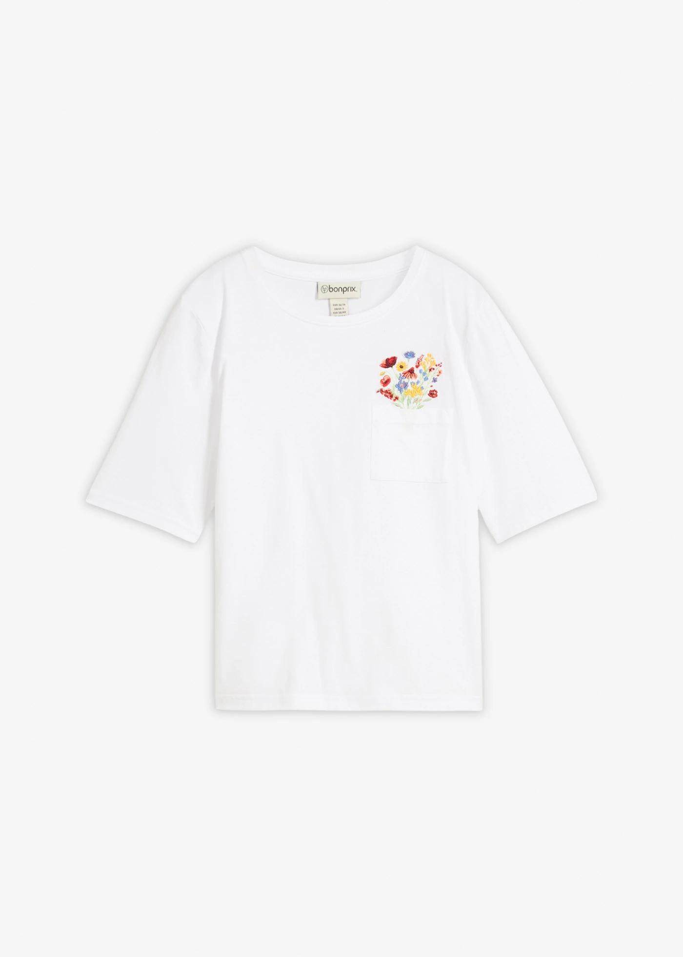 T-shirt van puur biologisch katoen • wit gebloemd • bonprix online shop