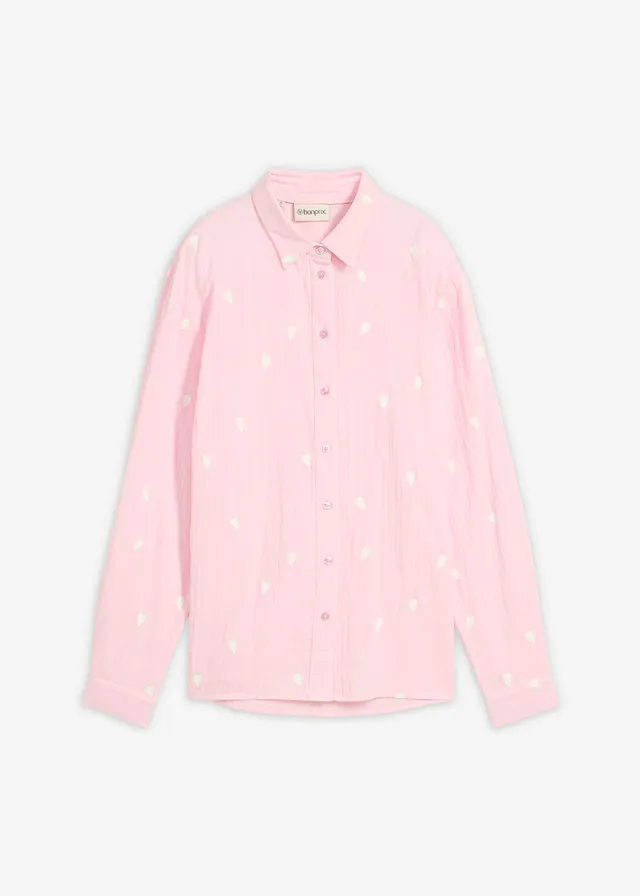 Mousselline blouse met hartjes