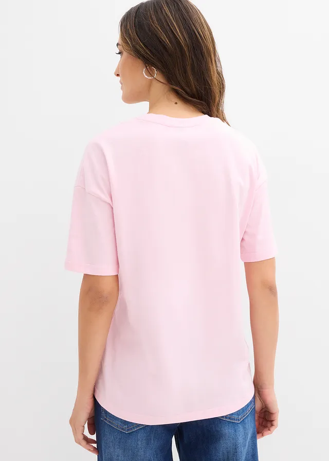 T-shirt 100% coton, Couleur: rose cristal-fraise imprimé