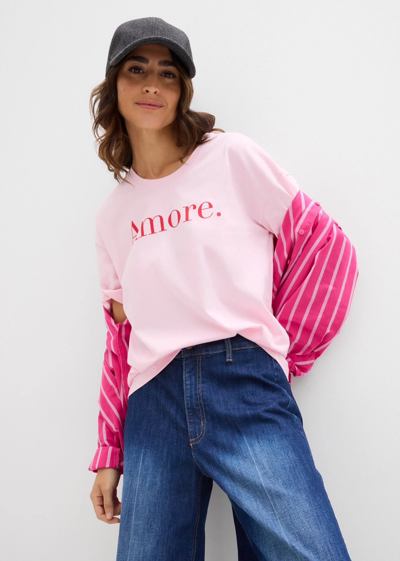 T-shirt 100% coton • rose cristal-fraise imprimé • Boutique bonprix