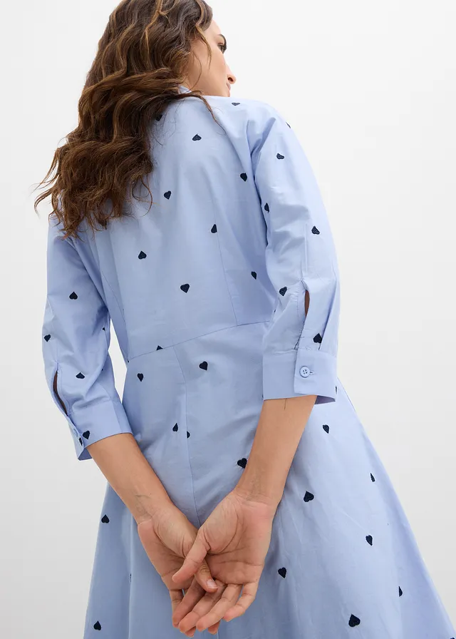 Robe-chemise 100% coton • bleu nacré motif • product-page.page-title-suffix