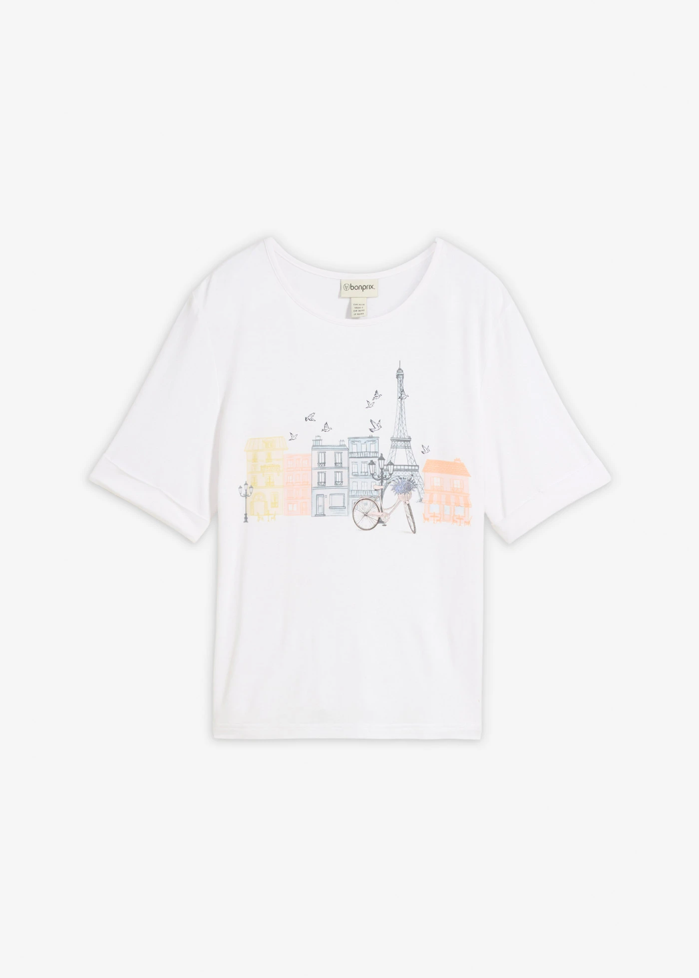 T-shirt z mieszanki wiskozy • biały z nadrukiem • sklep bonprix