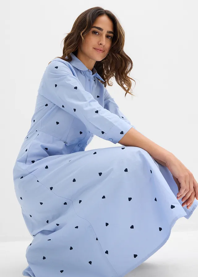 Robe-chemise 100% coton • bleu nacré motif • product-page.page-title-suffix