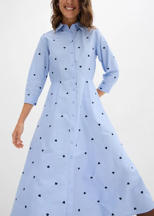 Robe-chemise 100% coton • bleu nacré motif • product-page.page-title-suffix