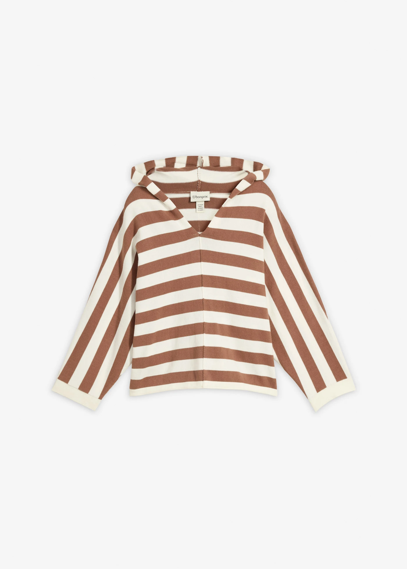 Pull oversize en fine maille • blanc nacré-marron rayé • Boutique bonprix