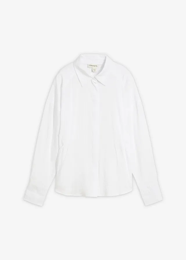 Overhemdblouse met zakken in een viscose mix • wit • bonprix online shop