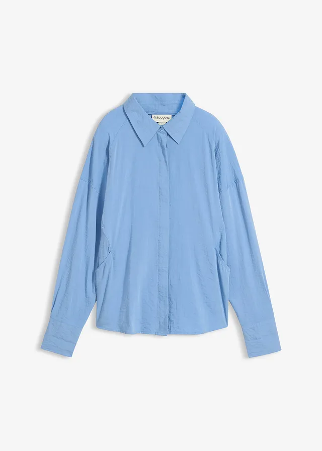 Overhemdblouse met zakken in een viscose mix • middenblauw • bonprix online shop