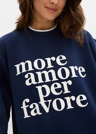 Oversize mikina z bavlneného mixu • tmavomodrá/biela • obchod bonprix