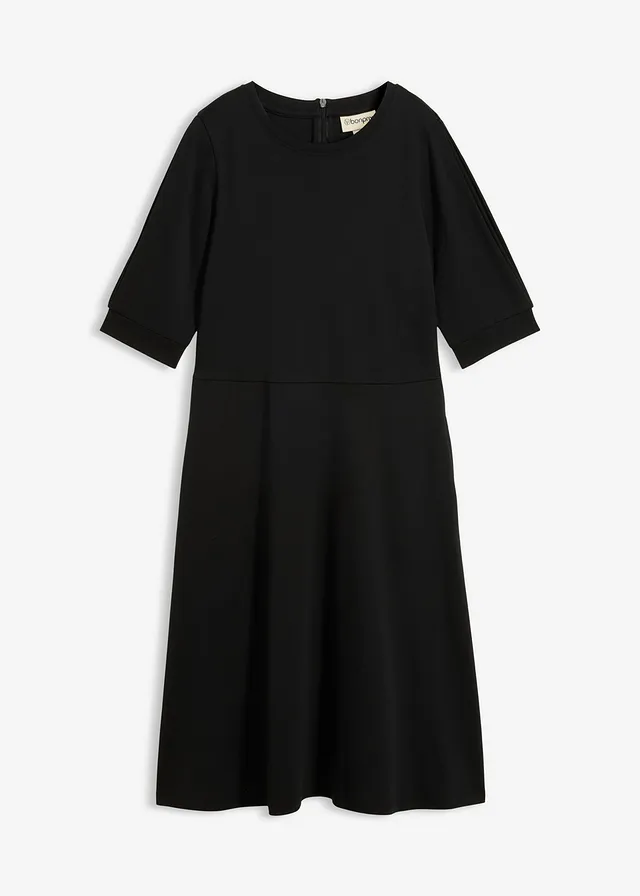 Sukienka T-shirtowa z grubej bawełny organicznej • czarny • sklep bonprix