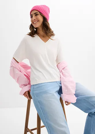 T-shirt en viscose extensible • ecru • Boutique bonprix