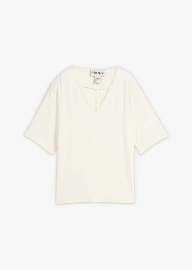 Shirt van viscose mix • wolwit • bonprix online shop