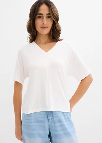 T-shirt en viscose extensible • ecru • Boutique bonprix