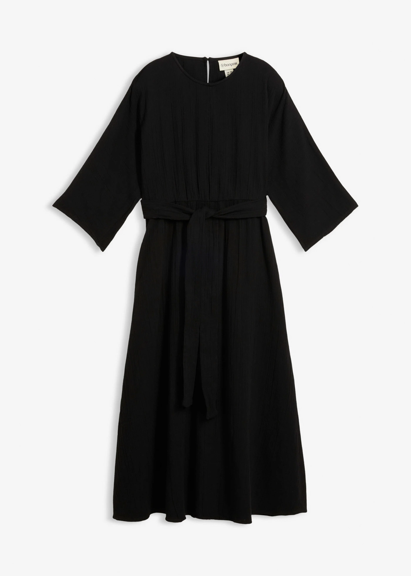 Robe midi en coton doux • noir • Boutique bonprix