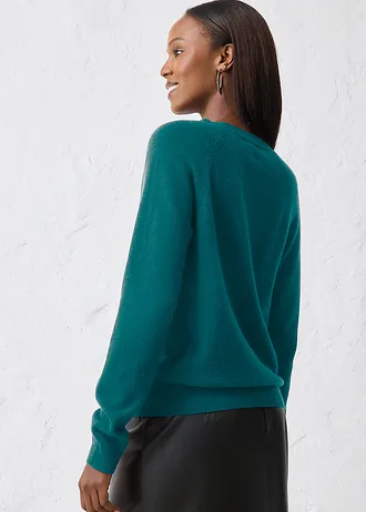 Vest van kasjmier en wol met Good Cashmere Standard®, Kleur: pepergroen