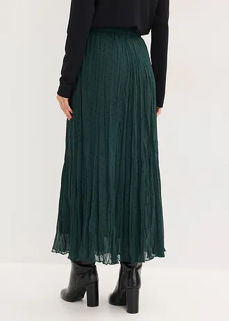 Chiffon rok in crash look, Kleur: diepgroen-zwart gestippeld