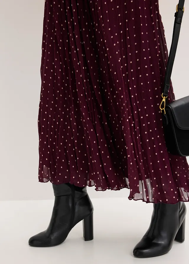 Chiffon rok in crash look • wijnrood-mat beige gestippeld • product-page.page-title-suffix