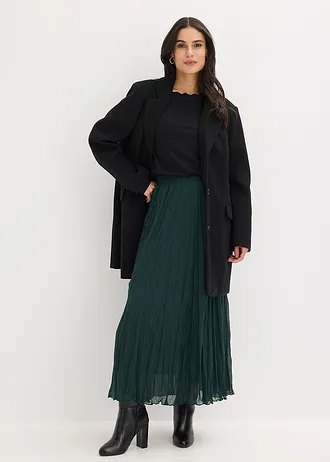 Chiffon rok in crash look, Kleur: diepgroen-zwart gestippeld