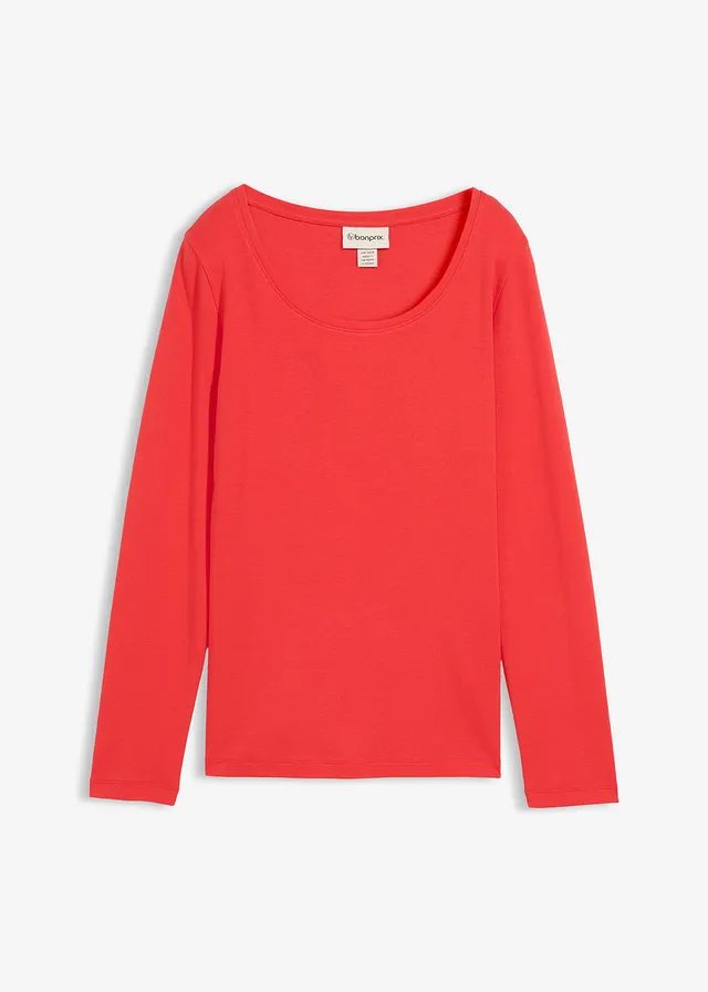 Longsleeve van biologisch katoen, Kleur: aardbeirood