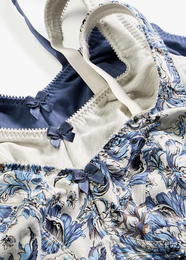 Lot de 3 soutiens-gorge coton sans armatures • écru chiné imprimé+bleu jean+écru chiné • product-page.page-title-suffix