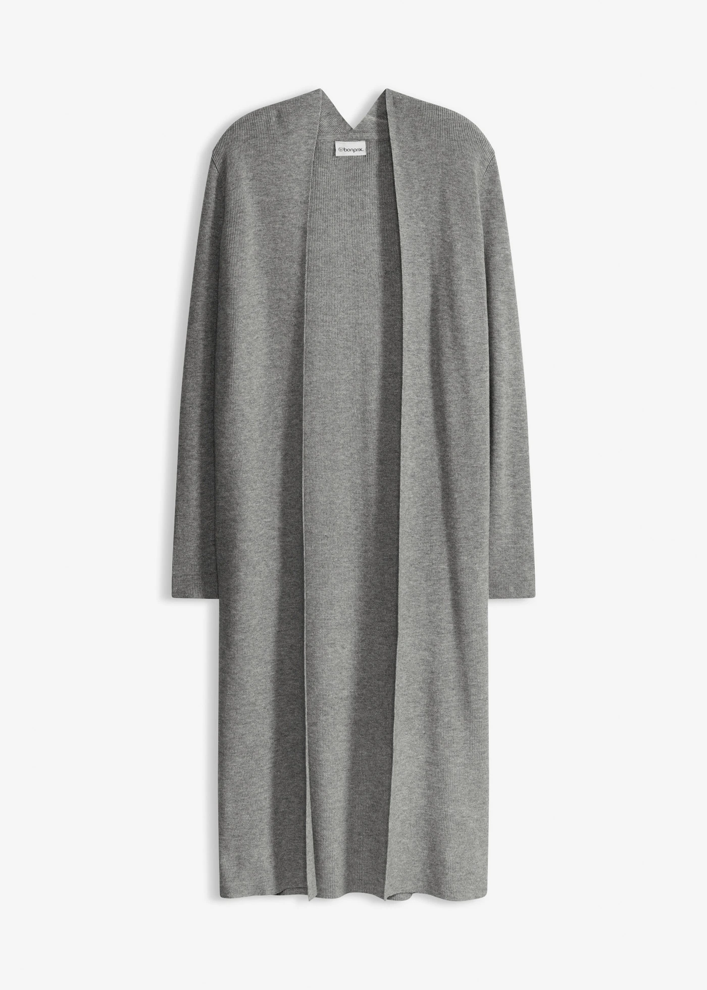 Gilet long en maille de viscose mélangée • gris chiné • Boutique bonprix