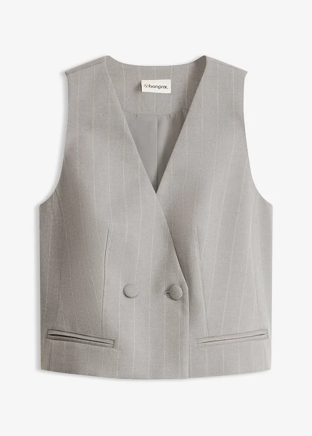 Gilet de costume à rayures tennis, Couleur: gris/beige rayé