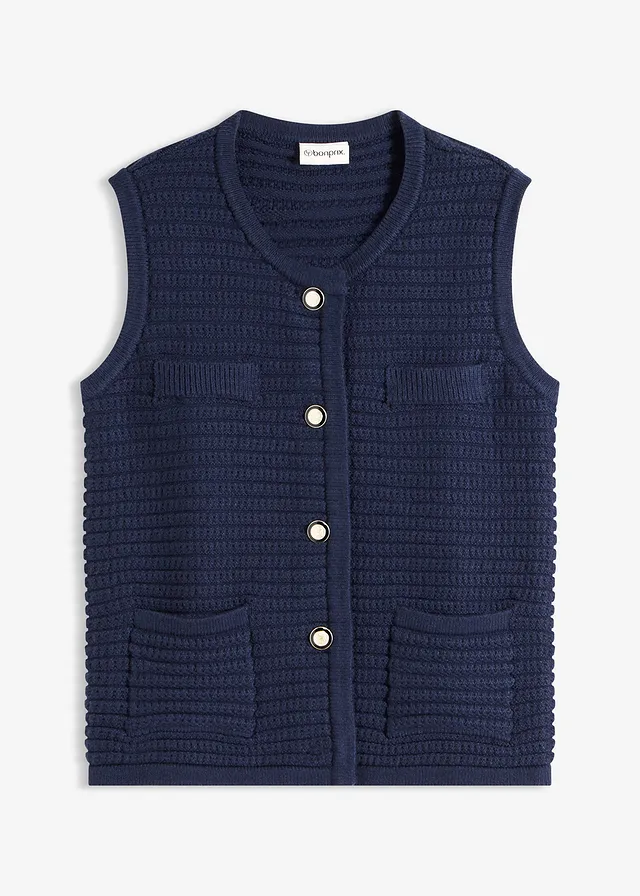 Gebreid vest met viscose • donkerblauw • bonprix online shop