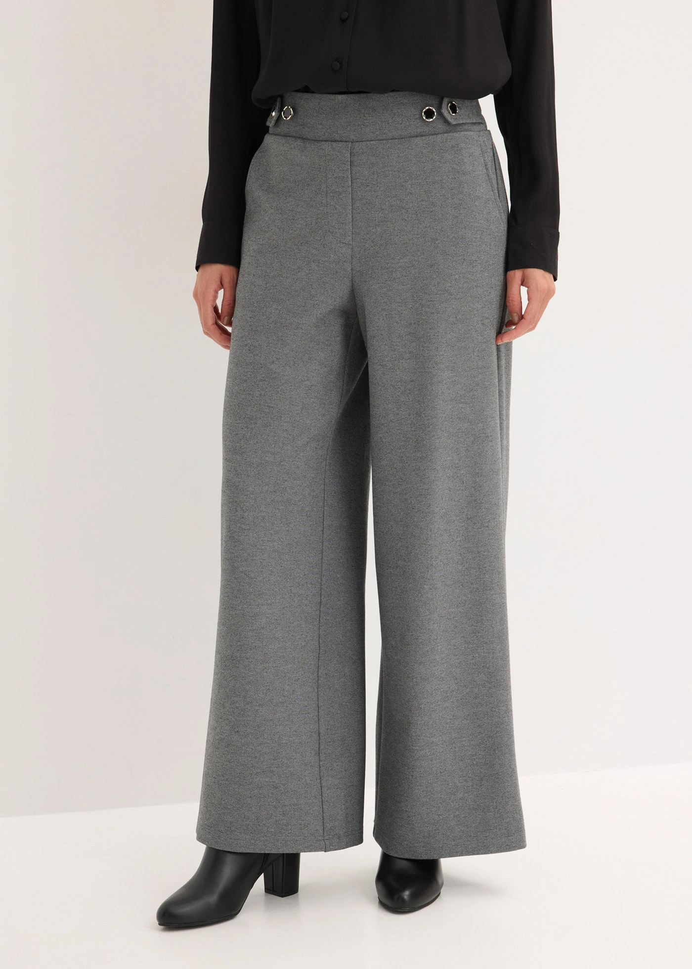 Pantaloni din jerse cu benzi decorative • gri melanj melanj • magazin bonprix