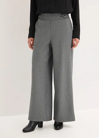 Jersey broek met decoratieve tailleband, Kleur: grijs gemêleerd