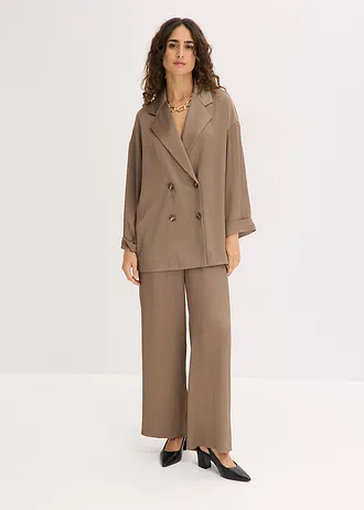 Oversized blazer met dubbele knoopsluiting, Kleur: taupe